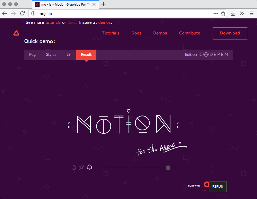 CodePen on mo.js